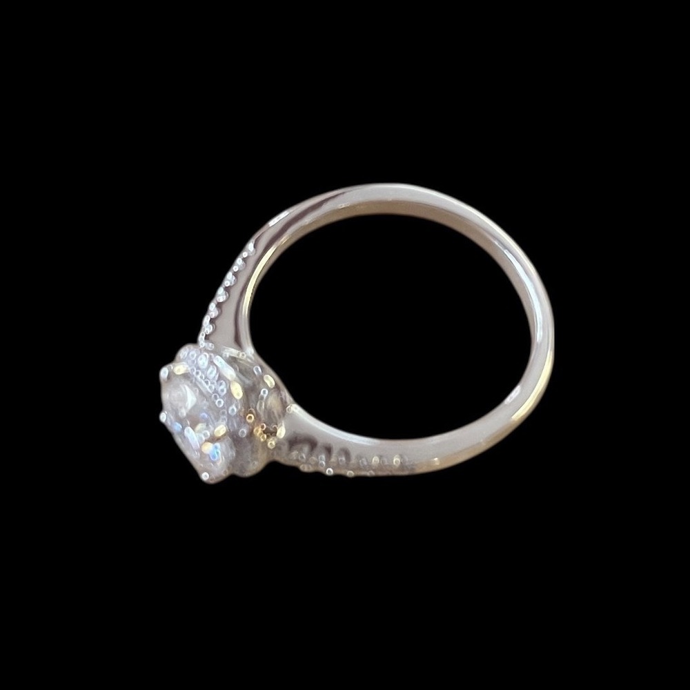 Moissanite Certified Engagement Ring 1.0ct Round Cut Sterling Silver Size 6.5 - Picture 6 of 13